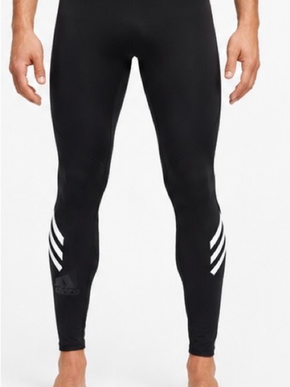adidas Men’s Black Performance Tights with White Stripes